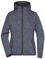 Dames Fleece Hoodie James & Nicholson JN588 denim melange-zwart
